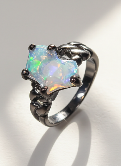 925 Silver Blue Opal Cool Ring for men