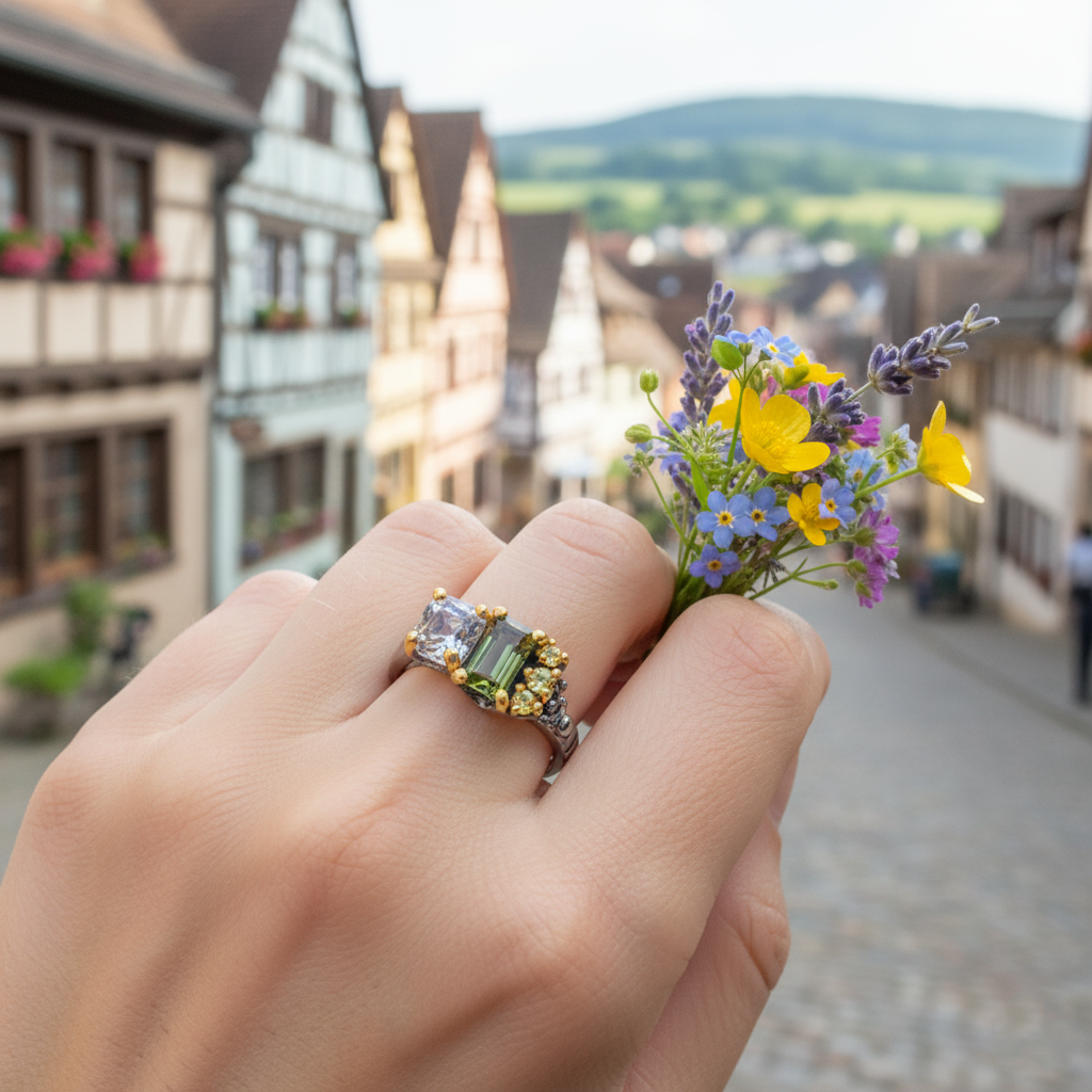 925 Silver Green Tourmaline Toi Et Moi Ring