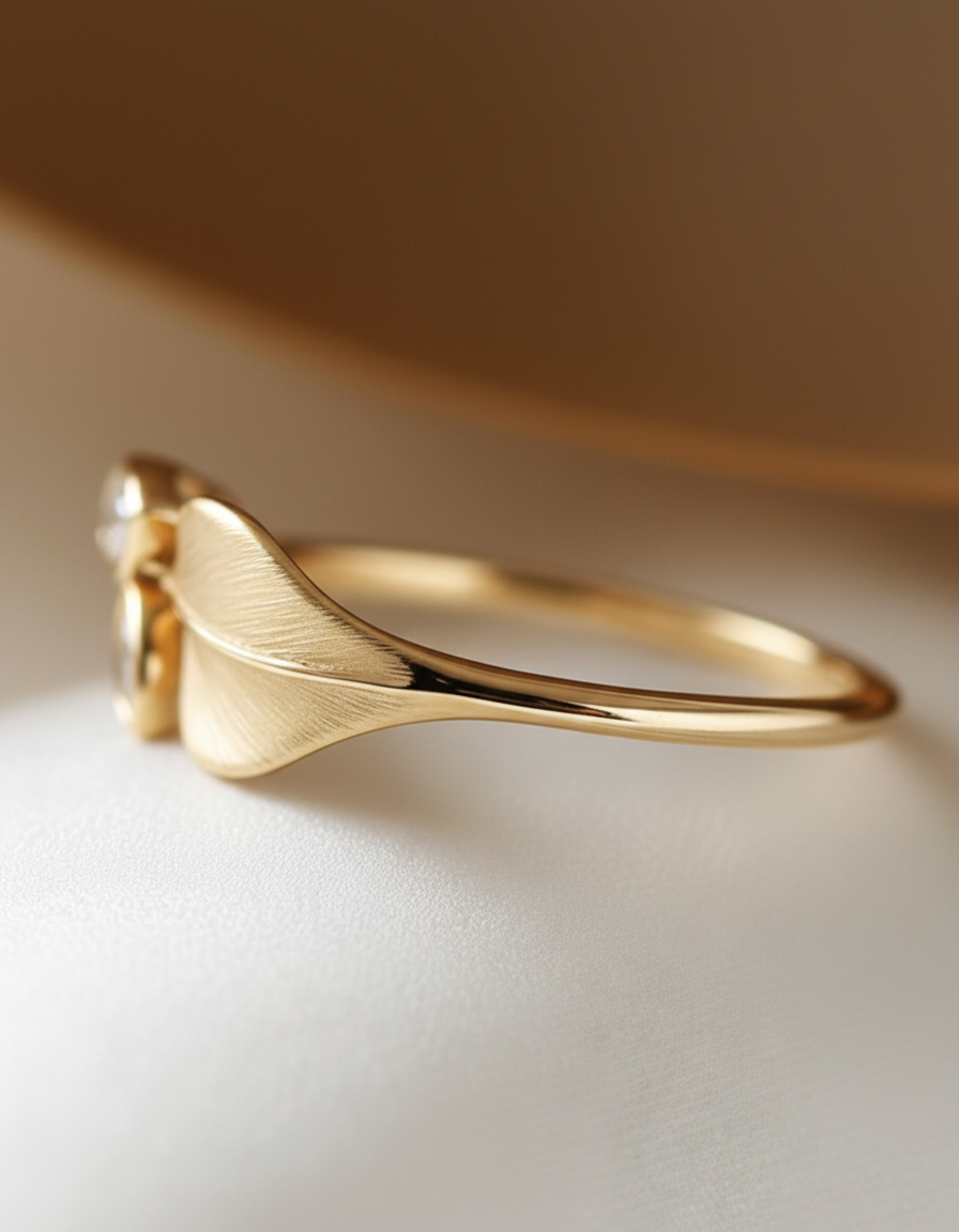 14K Gold Leaf Diamond Ring