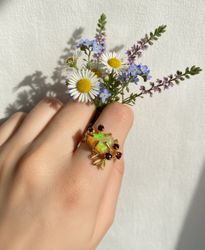 925 sterling silver fire opal rainbow branch ring
