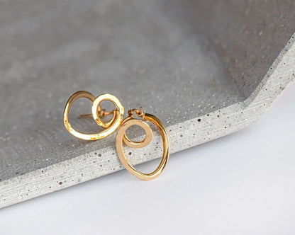 14K Gold Swirl Hoop Earrings