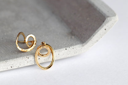 14K Gold Swirl Hoop Earrings
