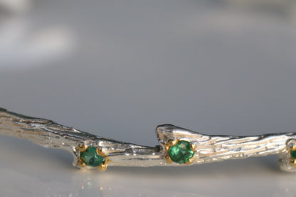 925 Sterling Silver Emerald Cuff Bracelet