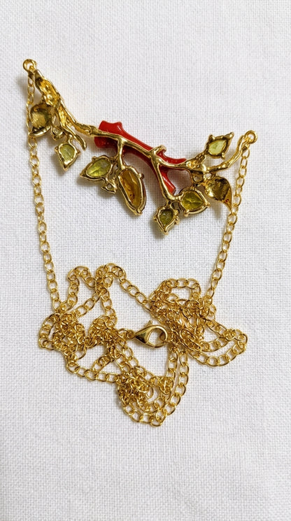 925 silver red coral statement necklace