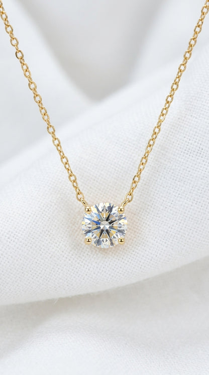 14K Gold Diamond Solitaire Necklace