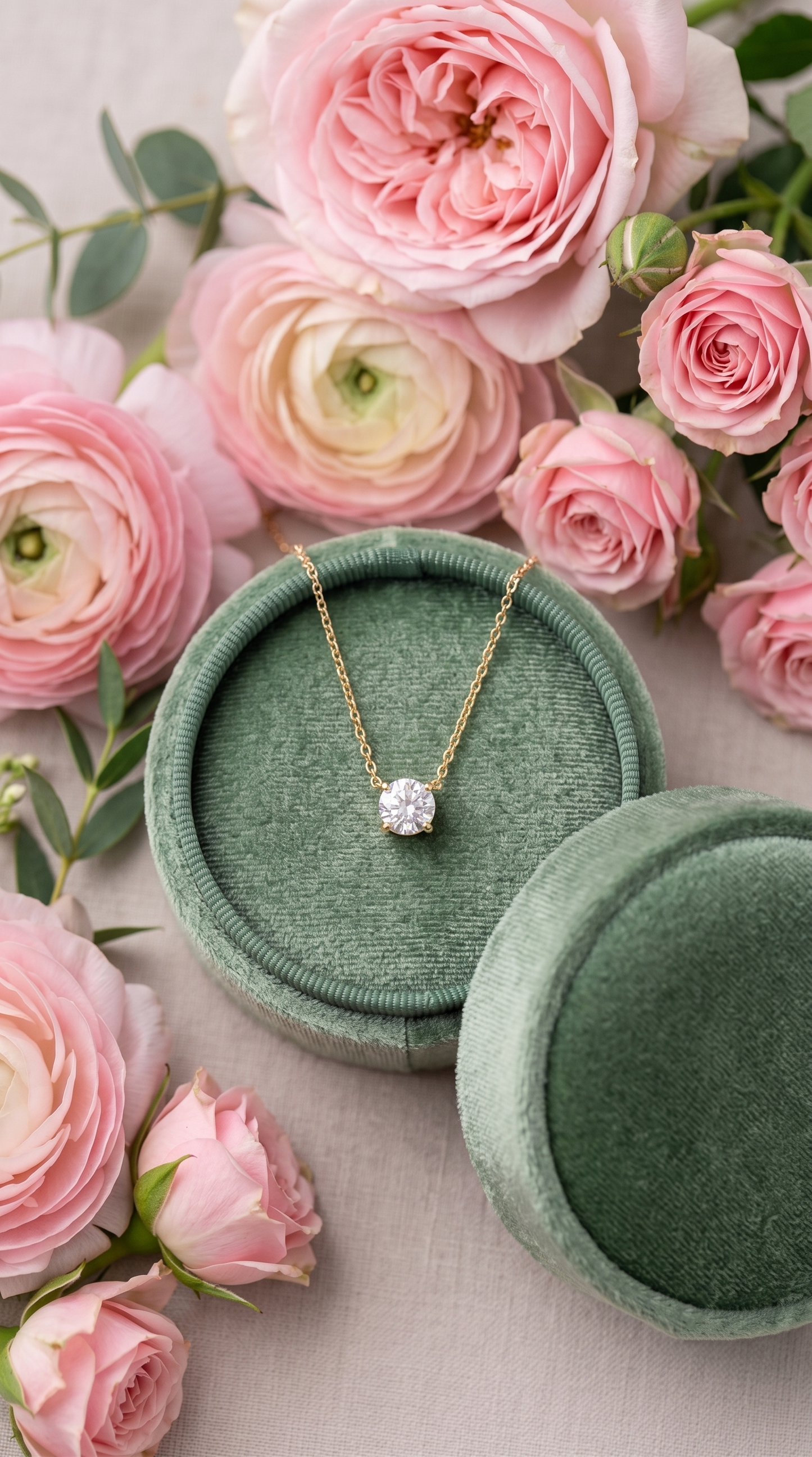 14K Gold Diamond Solitaire Necklace