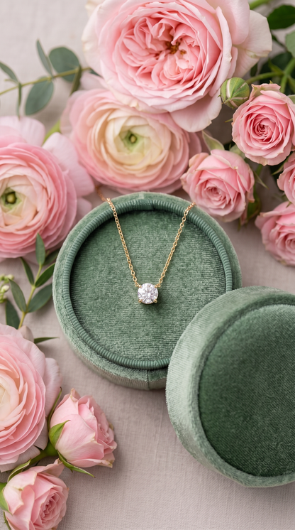 14K Gold Diamond Solitaire Necklace