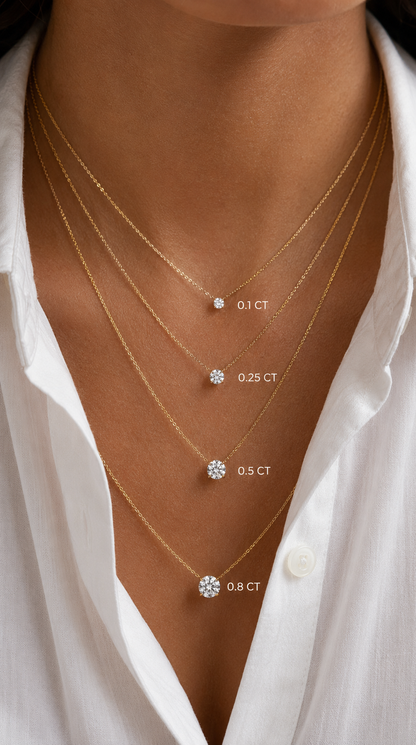 14K Gold Diamond Solitaire Necklace