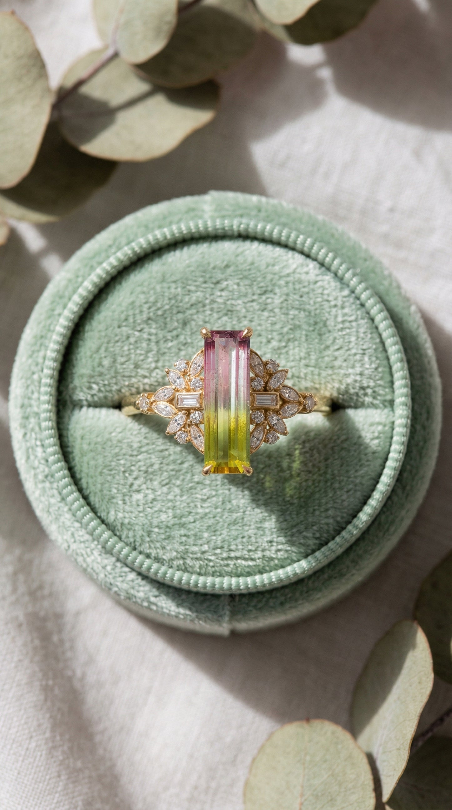 14K Gold Watermelon Tourmaline Ring