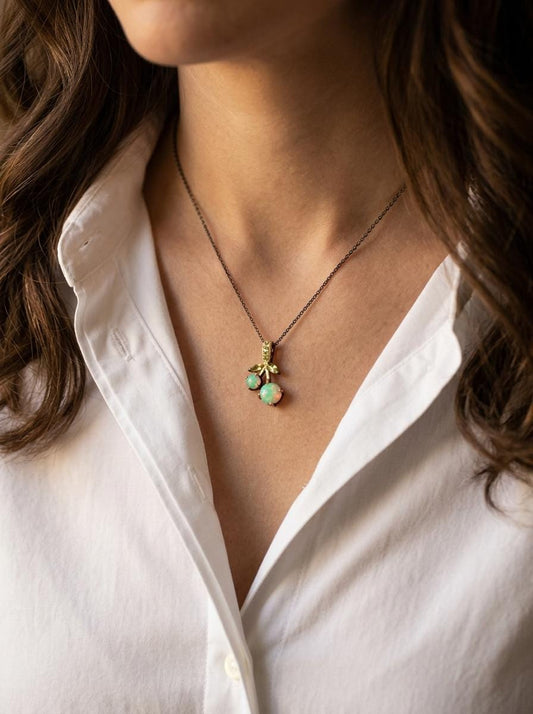 925 Silver opal cherry necklace