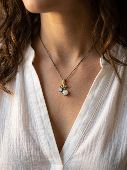 925 Silver opal cherry necklace