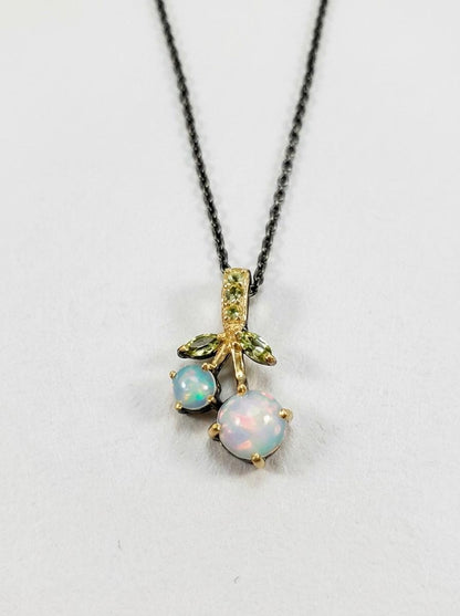 925 Silver opal cherry necklace