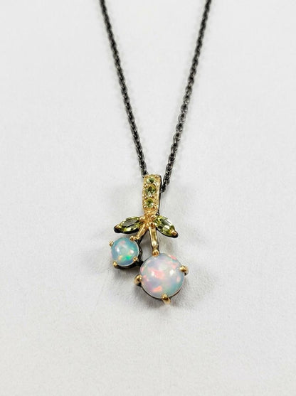 925 Silver opal cherry necklace