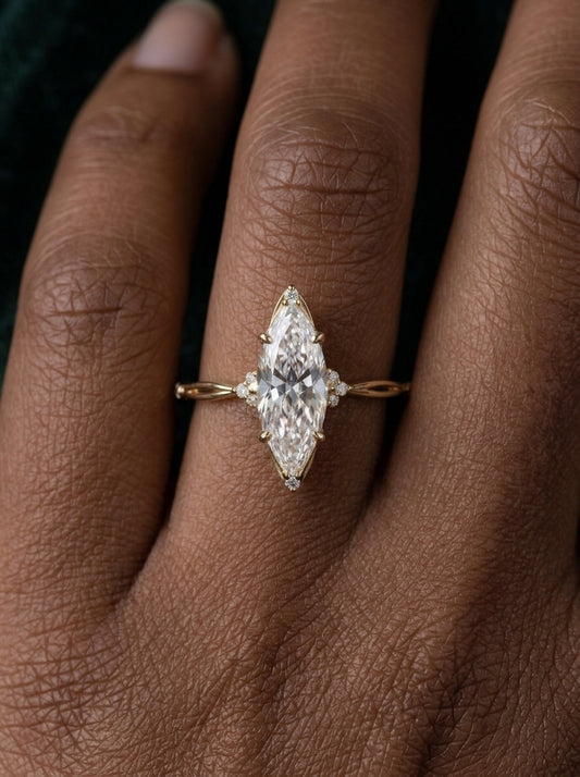 14K Gold Marquise Diamond Ring