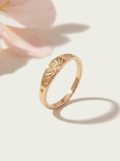 14K Gold Sunrise Stars Ring