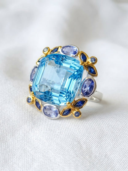 925 Silver Swiss Blue Topaz Ring