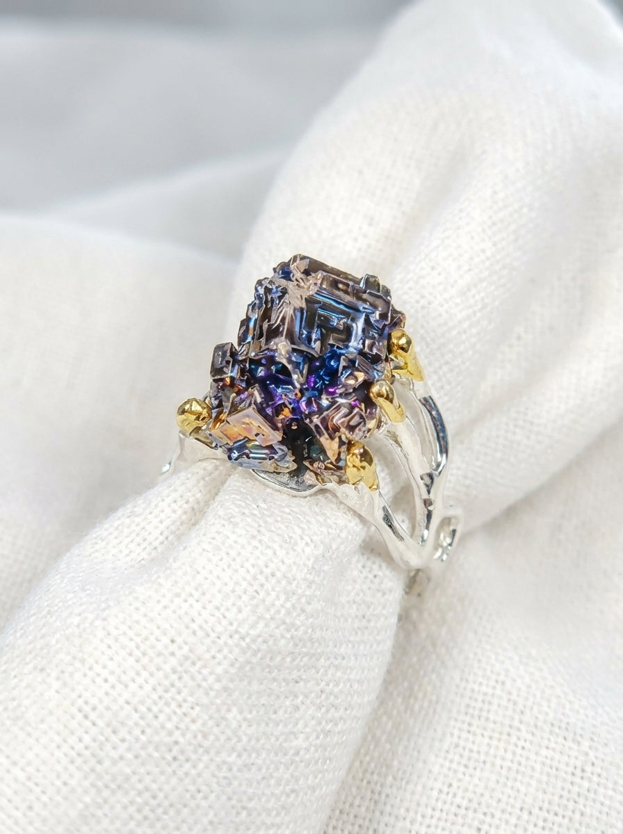 925 Sterling Silver Raw Bismuth Textured Ring