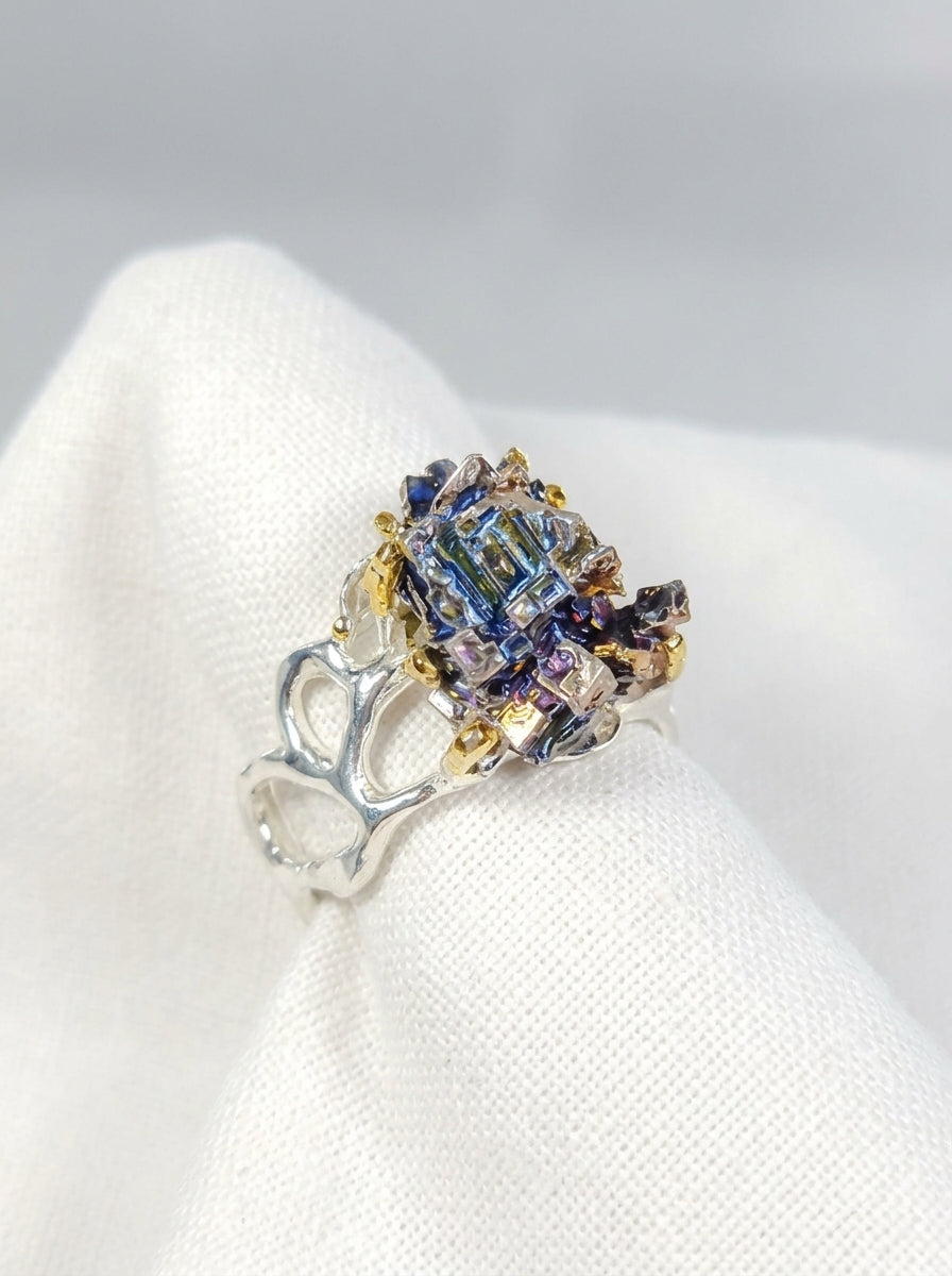 925 Sterling Silver Raw Bismuth Textured Ring