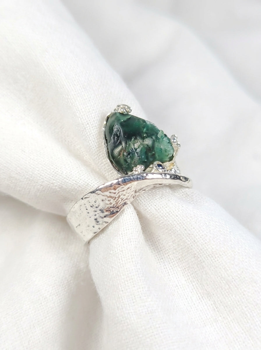 925 Silver Raw Apatite Organic Ring