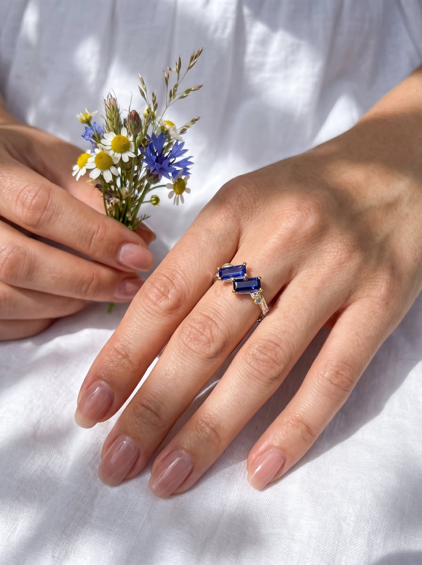 925 Sterling Silver Blue Iolite Ring, alternate angle