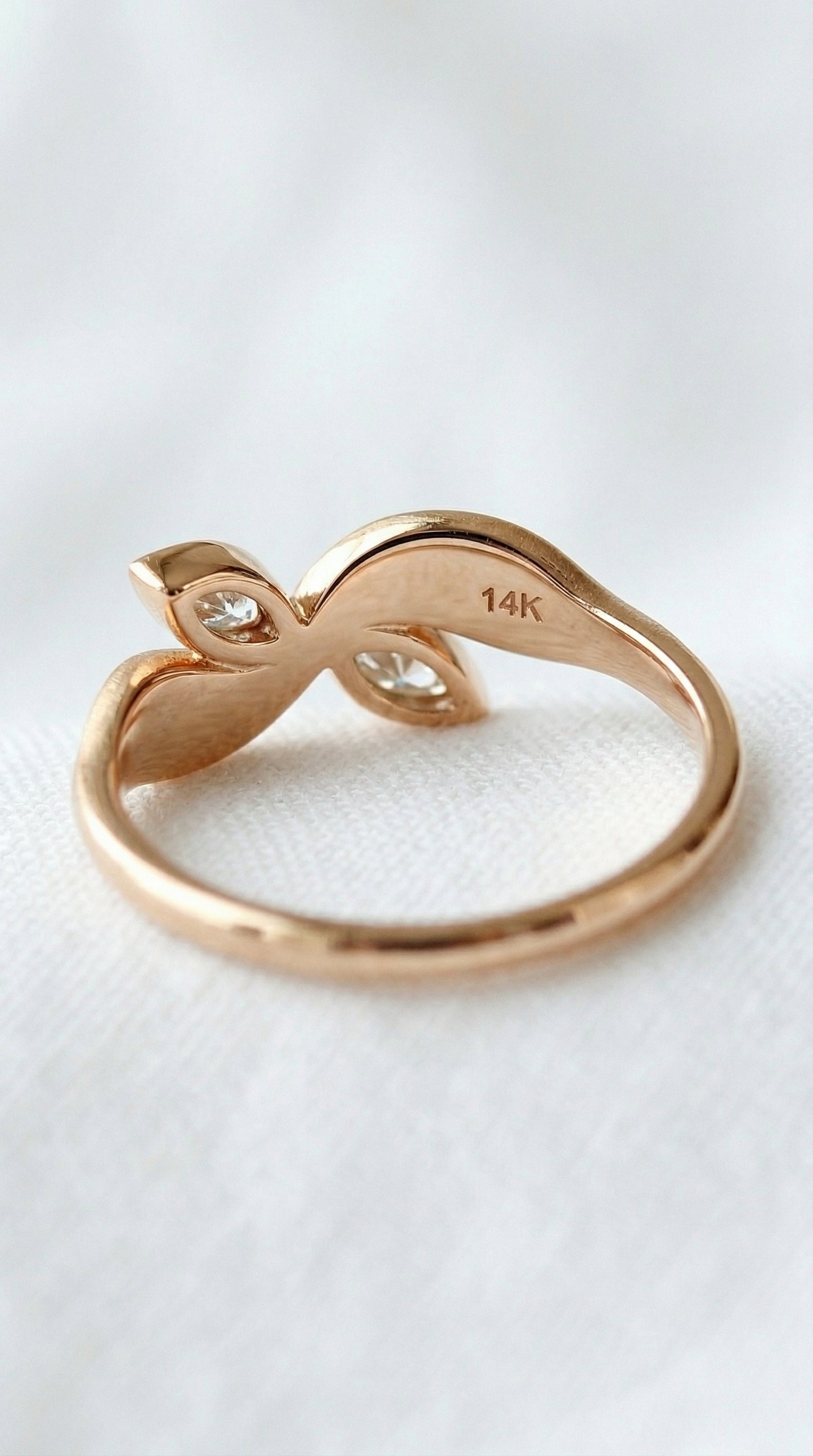 14K Gold Toi Et Moi Diamond Ring