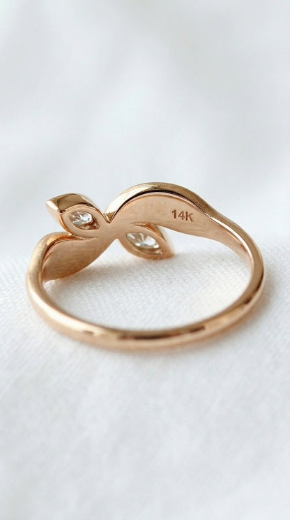 14K Gold Toi Et Moi Diamond Ring