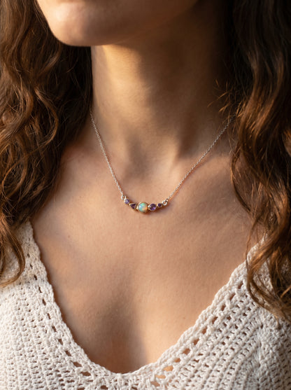 925 silver opal amethyst necklace