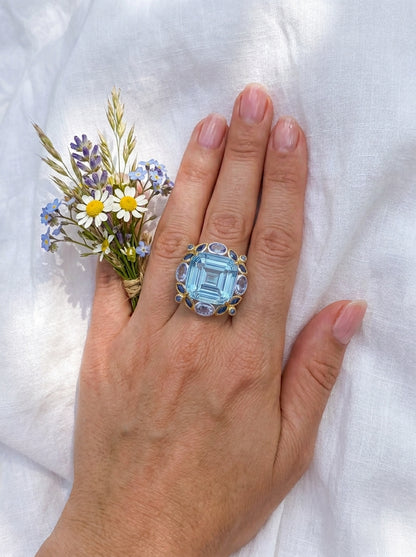 925 Silver Swiss Blue Topaz Ring
