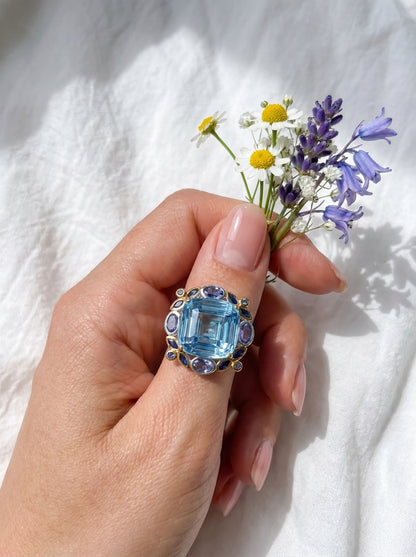 925 Silver Swiss Blue Topaz Ring