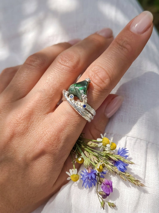 925 Silver Raw Apatite Organic Ring