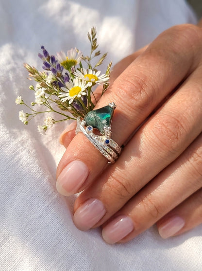 925 Silver Raw Apatite Organic Ring