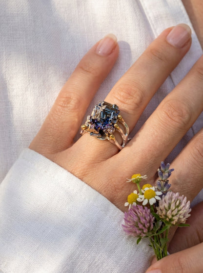 925 Sterling Silver Raw Bismuth Textured Ring