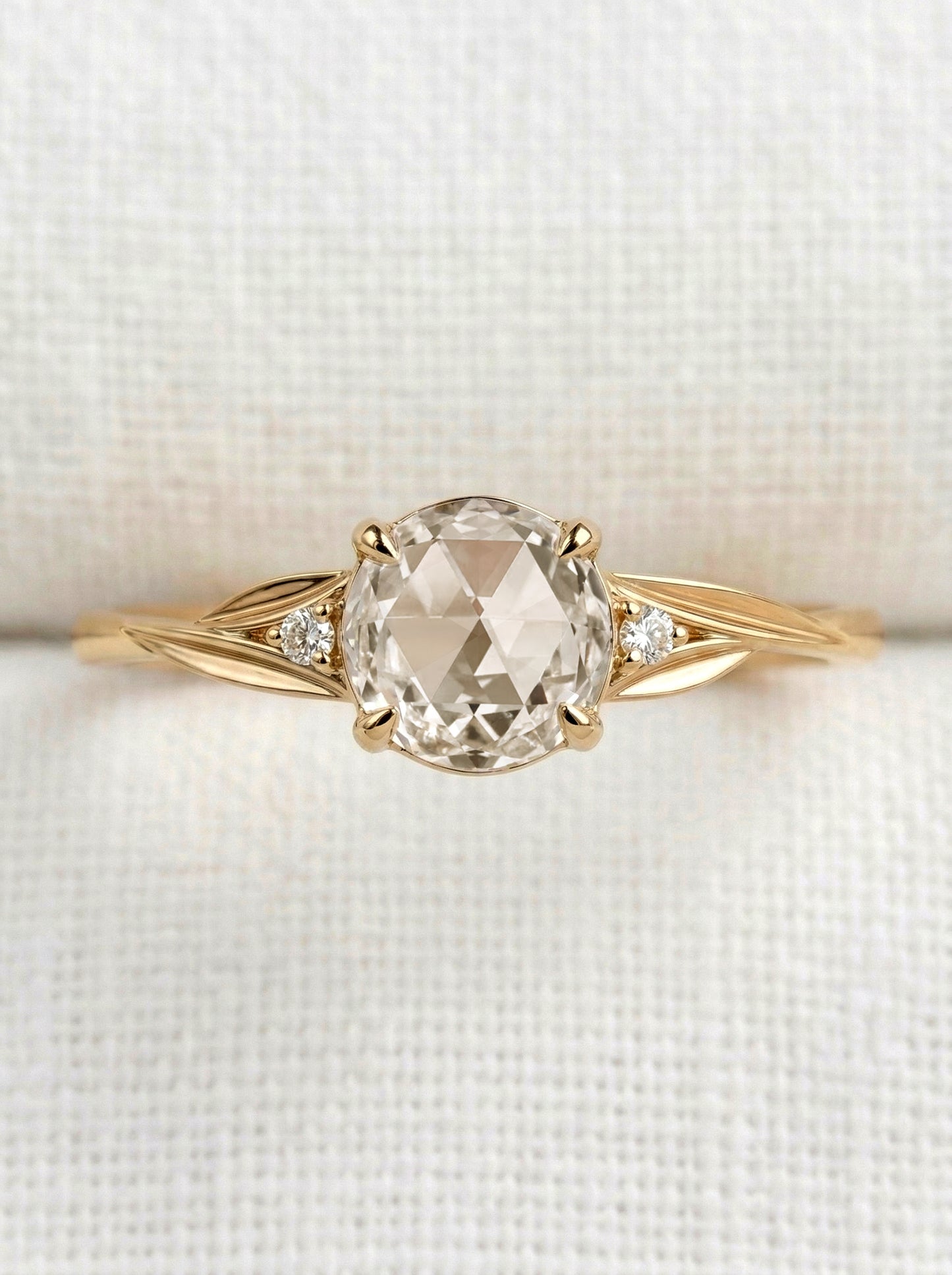 14K Gold Rose Cut Diamond Engagement Ring