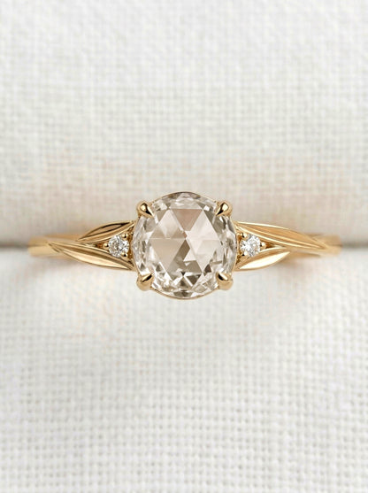 14K Gold Rose Cut Diamond Engagement Ring