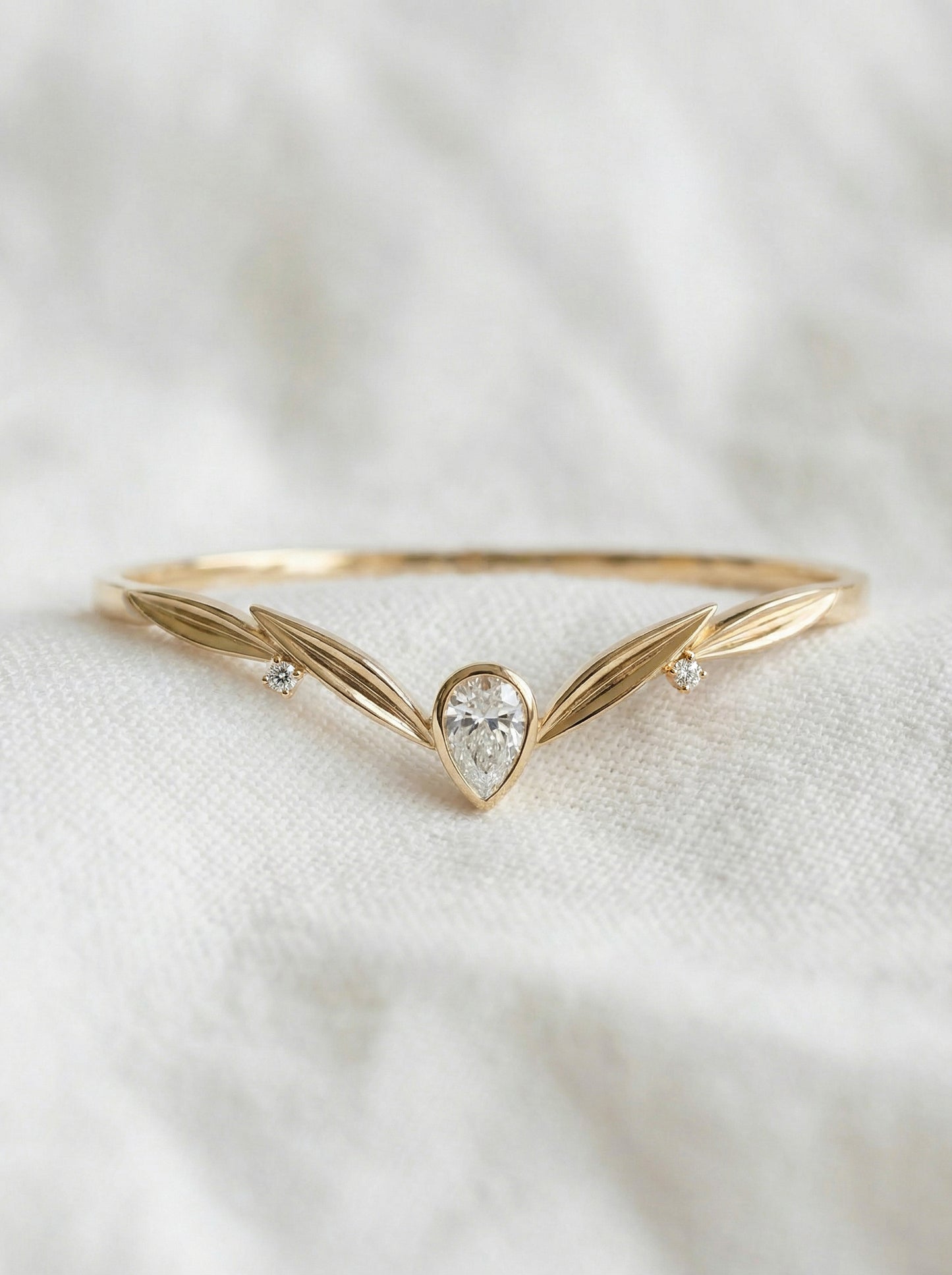 14K Gold Pear Diamond Engagement Ring