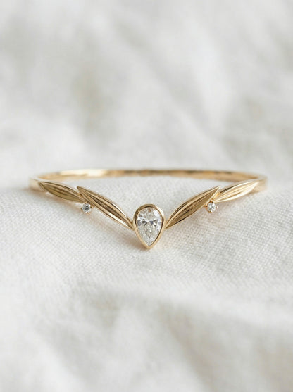 14K Gold Pear Diamond Engagement Ring
