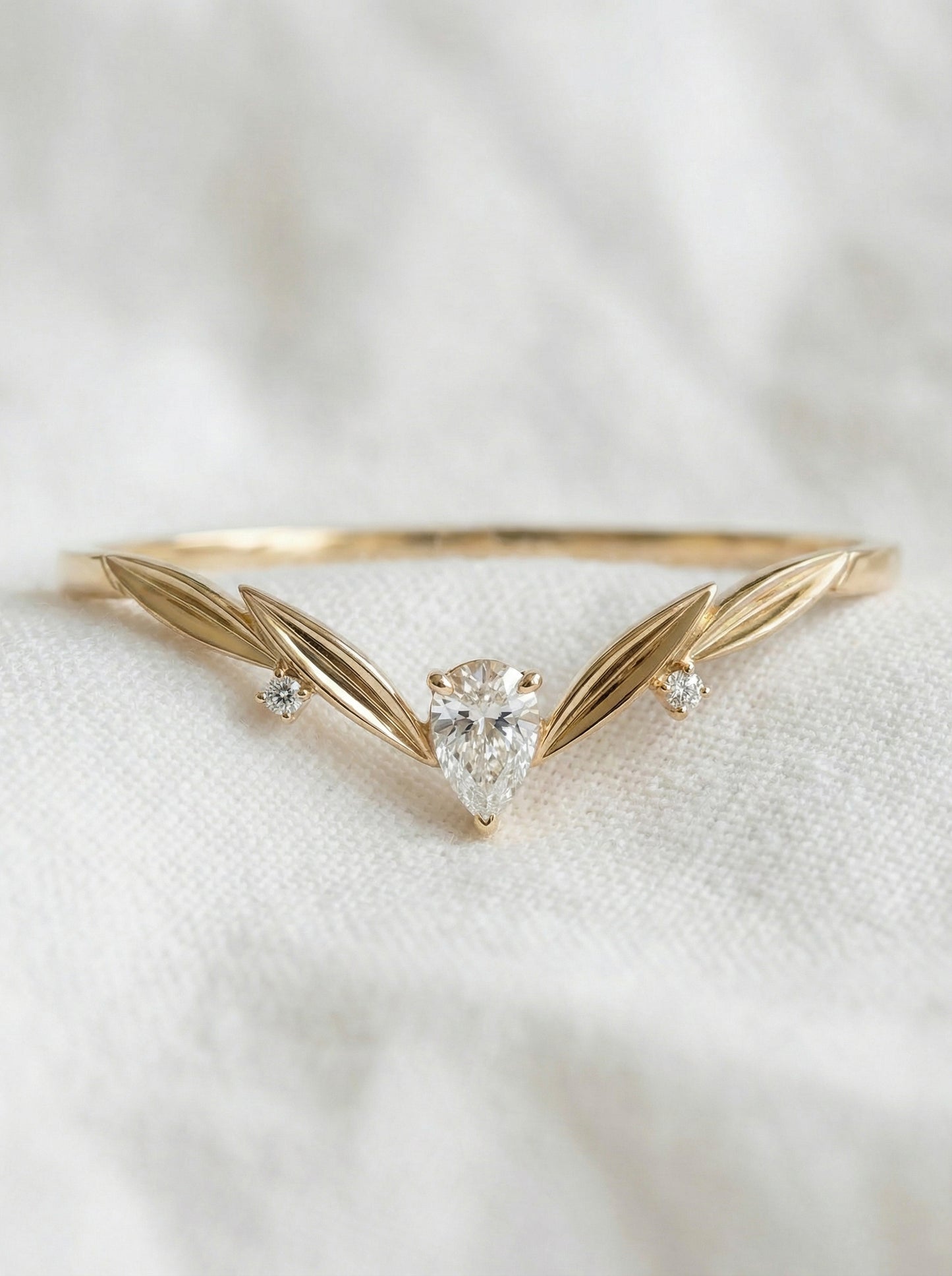 14K Gold Pear Diamond Wedding Band