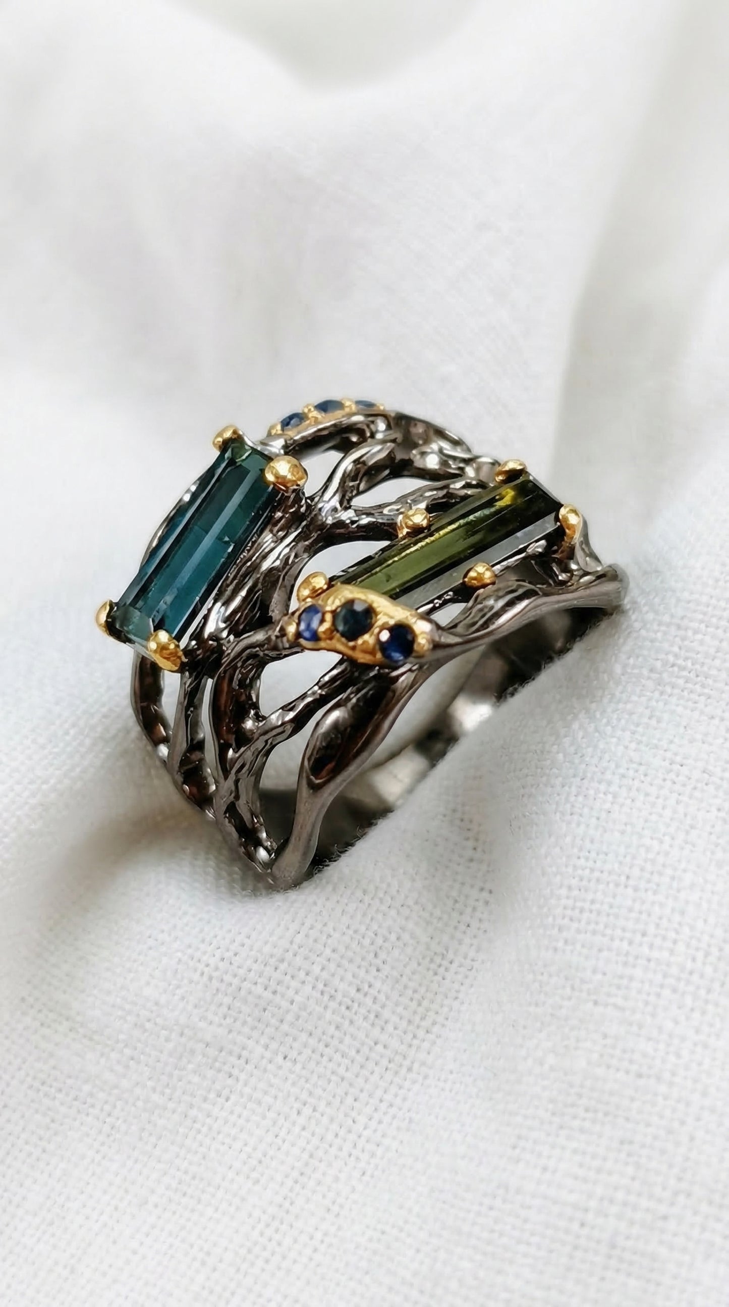 925 Sterling Silver Toi Et Moi Tourmaline Ring, additional angle