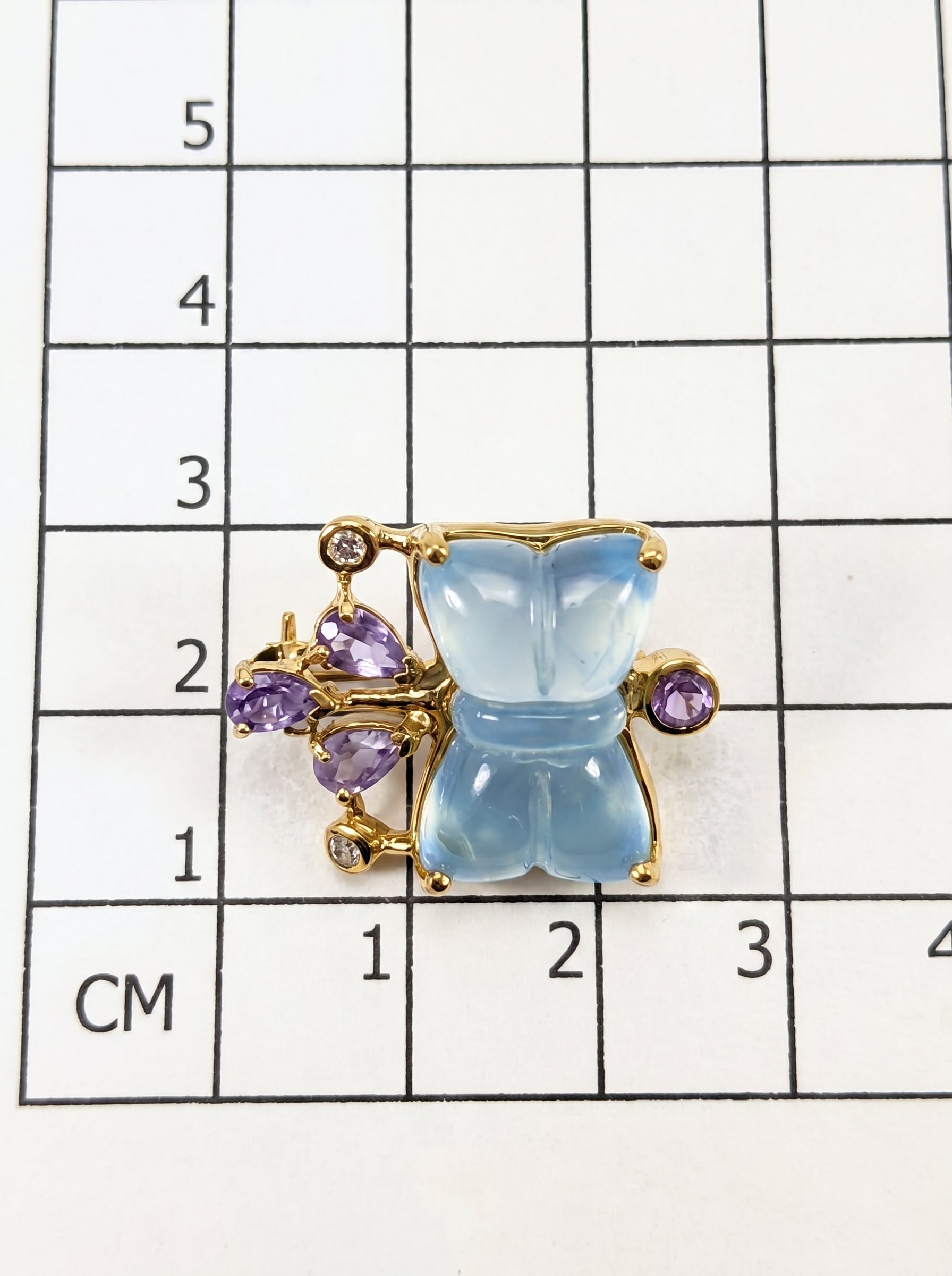 925 silver aquamarine bow necklace, pendant detail