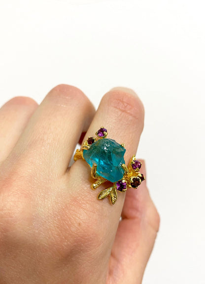 925 sterling silver paraiba apatite rough ring