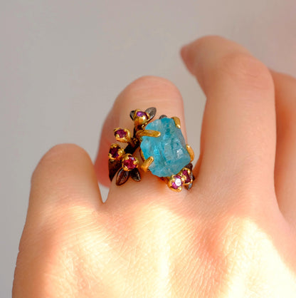 925 sterling silver paraiba apatite rough ring