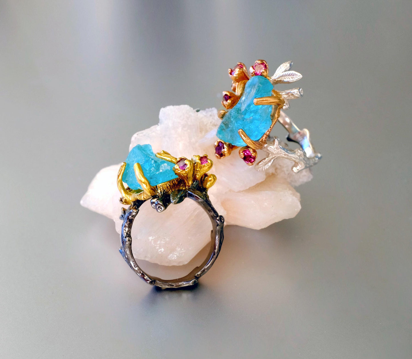 925 sterling silver paraiba apatite rough ring