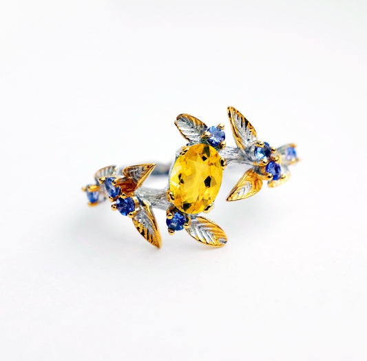 925 Sterling Silver Citrine Branch Ring