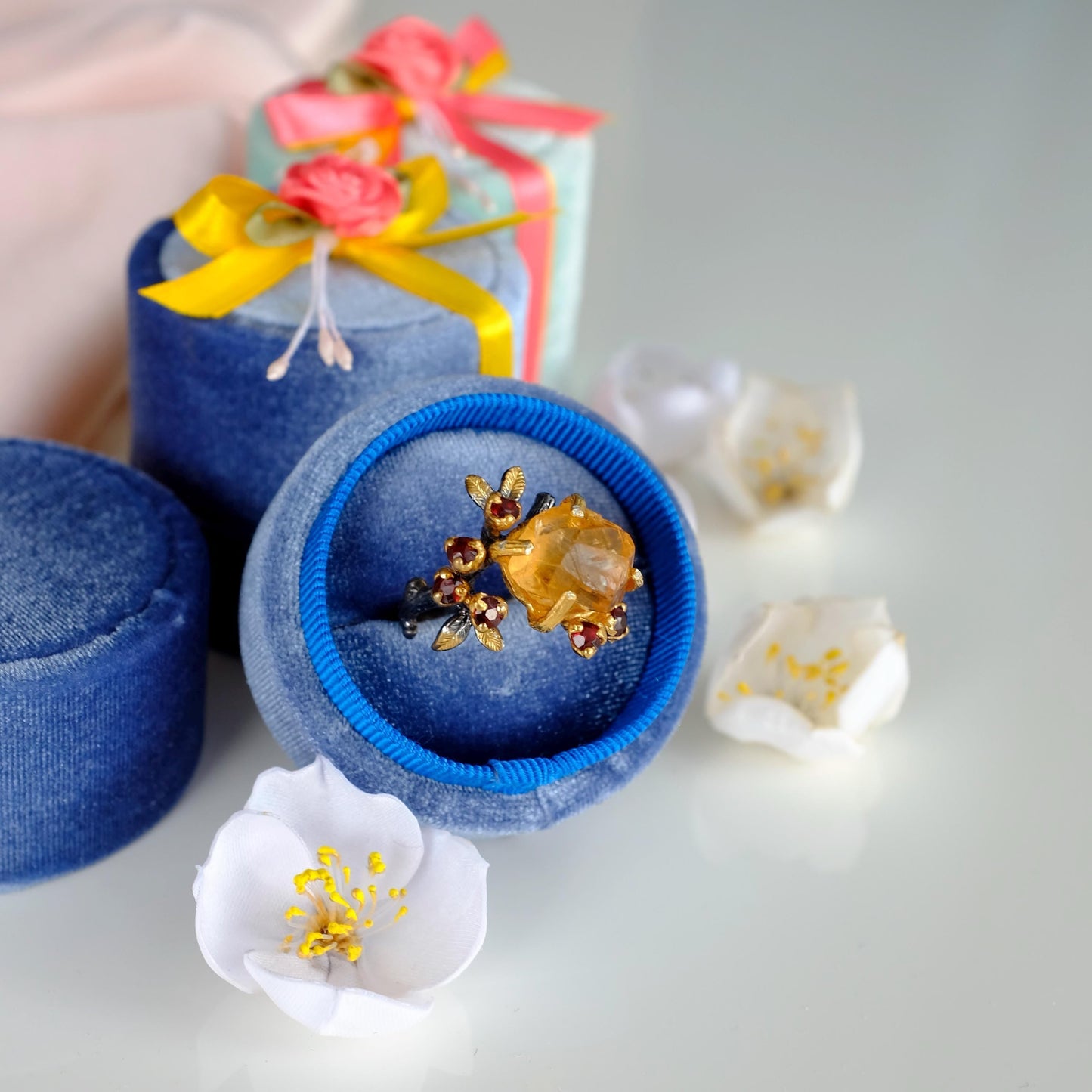 925 Sterling Silver Raw Yellow Citrine Ring