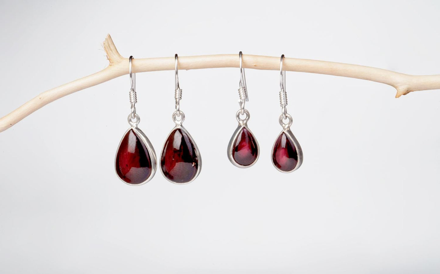 925 Sterling Silver Red Garnet Earrings