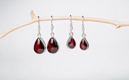 925 Sterling Silver Red Garnet Earrings