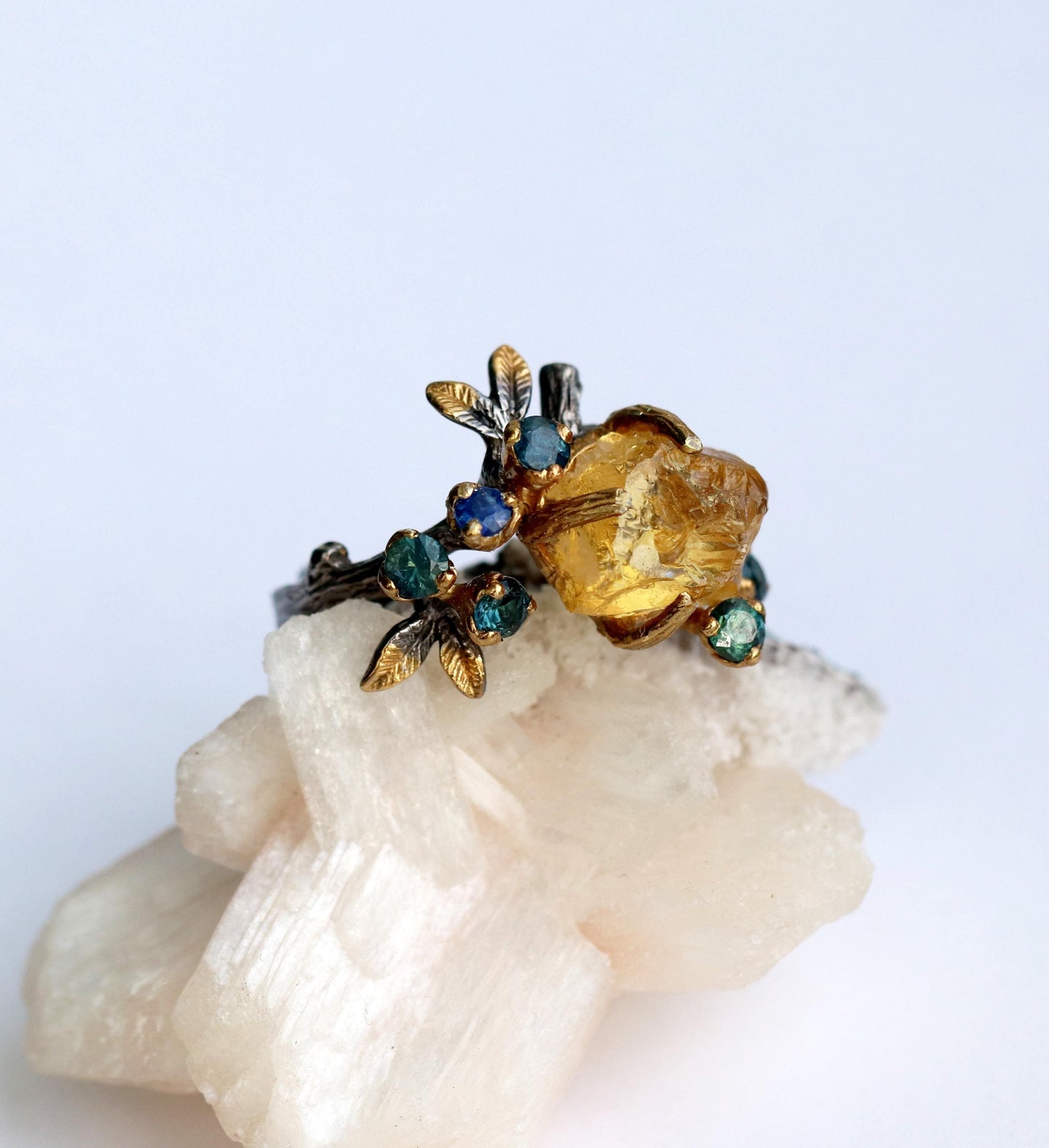 925 sterling silver yellow citrine rough ring