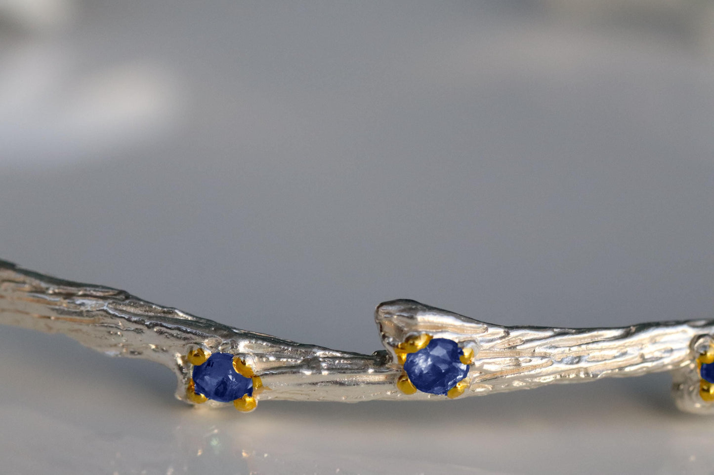 925 Sterling Silver Sapphire Cuff Bracelet