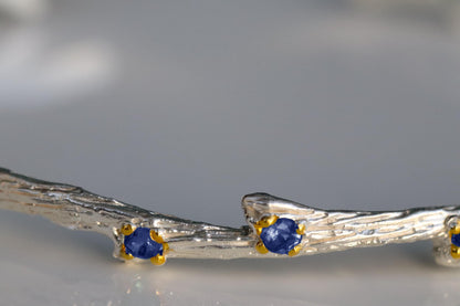 925 Sterling Silver Sapphire Cuff Bracelet