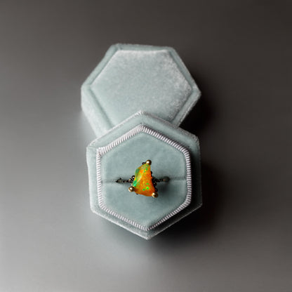 925 Sterling Silver Raw Fire Opal Ring